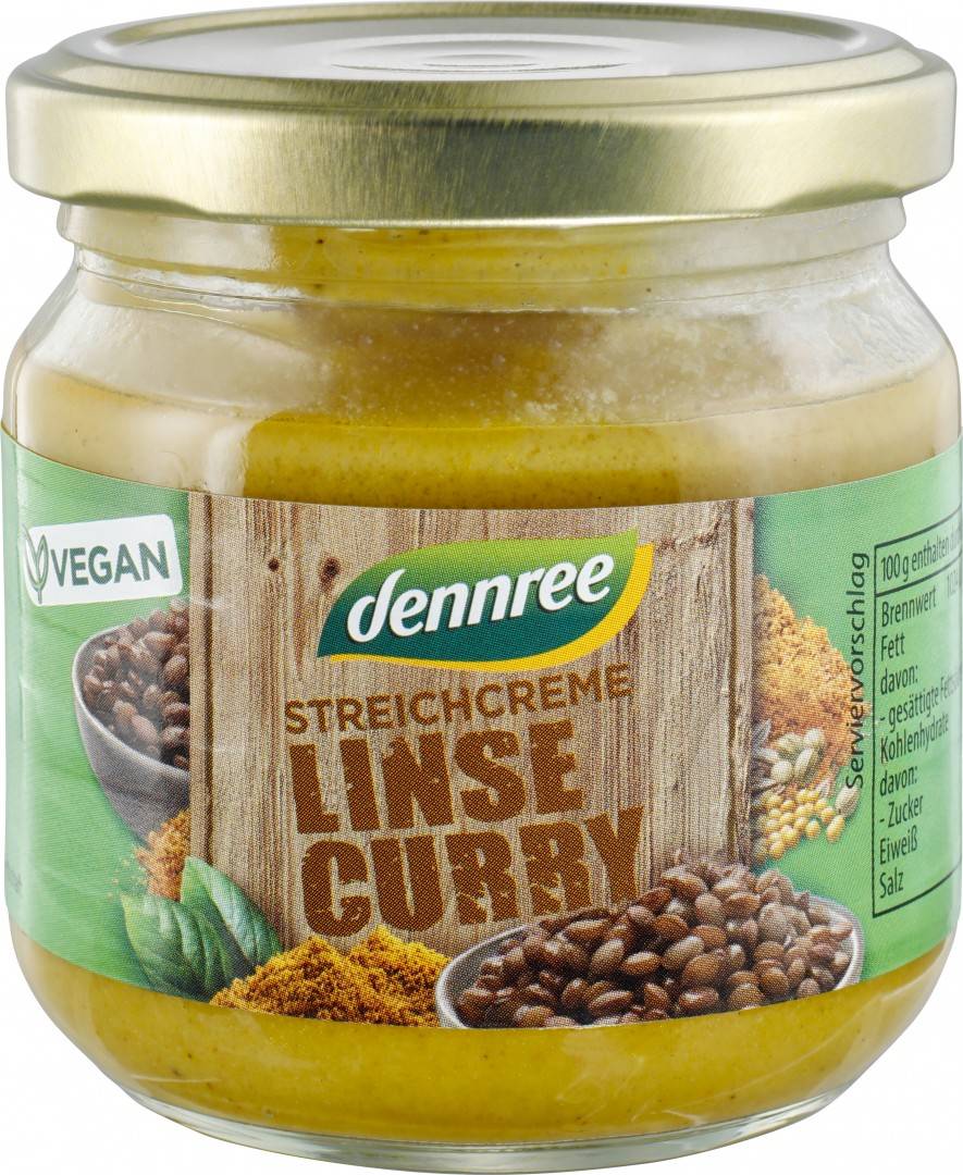 Crema tartinabila cu linte si curry bio 180g Dennree                                                